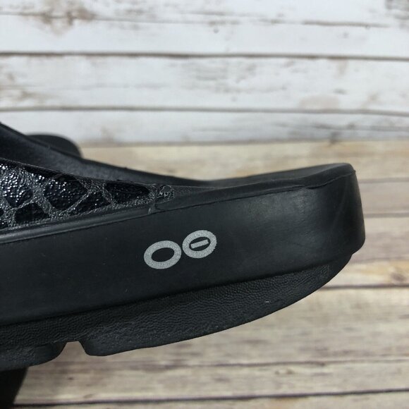 Oofos Ooahh Slip On Sandals Mens Size 9 Recovery Casual Comfort Black Rubber - Picture 7 of 12